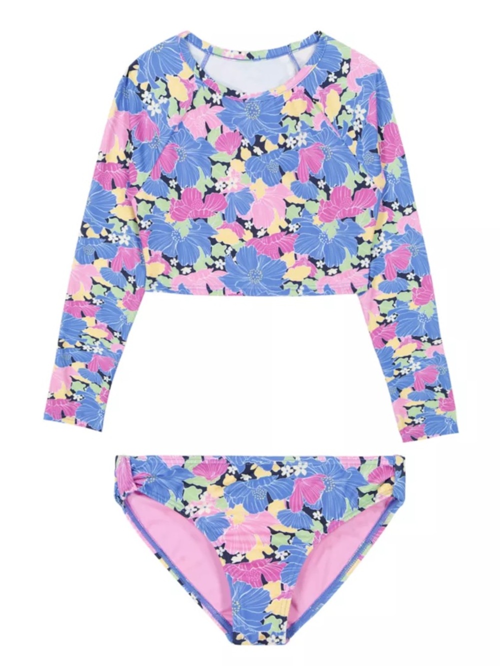 Roxy Two Piece Outline Floral Crop Rashguard Set